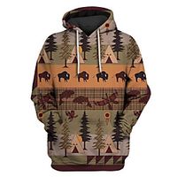 Men's Pullover Hoodie Sweatshirt Graphic Prints Tree Animal Print Casual Daily Sports 3D Print Sportswear Casual Hoodies Sweatshirts  Green Lightinthebox - thumbnail