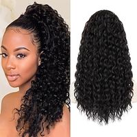 Ponytail ExtensionCurly Drawstring Ponytail Extension for Black Women Synthetic Clip in Ponytail Extension Black Long Curly Wavy 20 Inch Fake Ponytail Hairpieces for Daily Use Lightinthebox