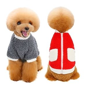 Dog Cat Coat Solid Colored Adorable Stylish Ordinary Casual Daily Outdoor Casual Daily Winter Dog Clothes Puppy Clothes Dog Outfits Warm Red Blue Grey Costume for Girl and Boy Dog Lamb Fur S M L XL Lightinthebox
