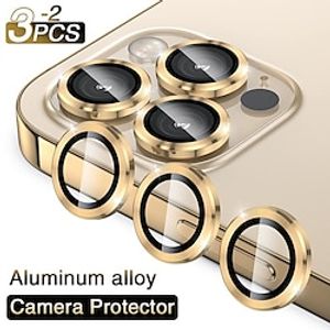 2/3PCS Metal Ring Tempered Glass For iPhone 14 15 Plus 15 14 13 12 11 Pro Max 13 12 Mini Camera Lens Screen Protector for iPhone 14 Pro Max Protective Cover miniinthebox