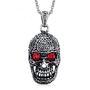 Men's Pendant Necklace Statement Necklace Engraved Mexican Sugar Skull Vintage Punk Skeleton Titanium Steel Silver Necklace Jewelry One-piece Suit For Party / Evening Daily Carnival miniinthebox