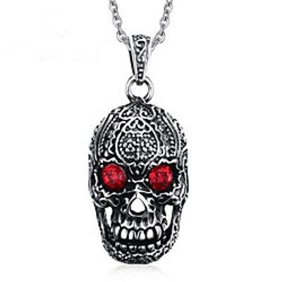 Men's Pendant Necklace Statement Necklace Engraved Mexican Sugar Skull Vintage Punk Skeleton Titanium Steel Silver Necklace Jewelry One-piece Suit For Party / Evening Daily Carnival miniinthebox