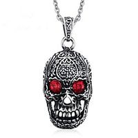 Men's Pendant Necklace Statement Necklace Engraved Mexican Sugar Skull Vintage Punk Skeleton Titanium Steel Silver Necklace Jewelry One-piece Suit For Party / Evening Daily Carnival miniinthebox - thumbnail