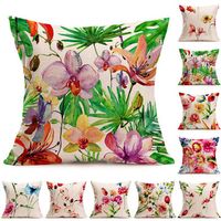 Elegant Flower Cotton Linen Pillow Case