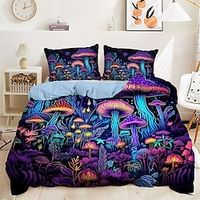 100% Cotton Duvet Cover Set Fantasy Forest Mushrooms Pattern Comforter Set Soft 3-Piece Luxury Bedding Set Home Decor Dusk Bedding Gift King Queen Full Size Lightinthebox - thumbnail