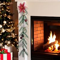 Christmas Decoration Rattan Artificial Christmas Flowers Pine Branches Snowflakes Hanging Rattan Christmas Party Home Restaurant Commercial Center Wall Hanging Door Decoration miniinthebox - thumbnail