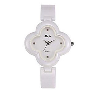 Ceramic Quartz Watch Student Simple Fashion Watch Four-Leaf Clover Petal Shape Waterproof Girl Birthday Graduation Ceremony Party,Awhite Lightinthebox