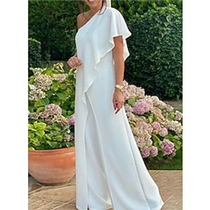 Women's Jumpsuit Split Solid Color Elegant Holiday Weekend Wide Leg Regular Fit Sleeveless Black White S M L All Seasons Lightinthebox