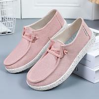 Women's Slip-Ons Slip-on Sneakers Outdoor Office Daily Flat Heel Round Toe Casual Comfort Cloth Lace-up Black Pink Orange Lightinthebox