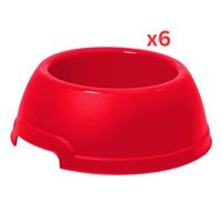 Georplast Lucky Plastic Antislip Pet Bowl Medium - Red (Pack of 6)