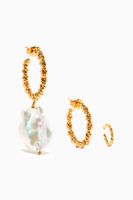 Gold Plated Twisted Hoop Earrings, Set of Three Gold Plated Twisted Hoop Earrings, Set of Three