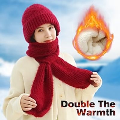 2024 New Integrated Ear Protection Windproof Cap Scarf, Winter Warm Knitting Thick Warm Ear Guard Hat Scarf for Women Lightinthebox