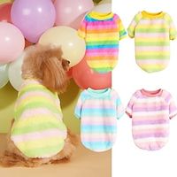Manufacturers direct sales autumn and winter dog warm clothing round neck two feet colorful stripes plus soft waxy pet wool coat Lightinthebox - thumbnail