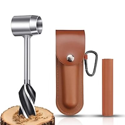 Hand Auger Wood Drill Hexagon Embedded Welding Bushcraft Hand Auger Wrench Scotch Eye Auger Manual Bushcraft Auger Set Leather Case Survival Tools miniinthebox