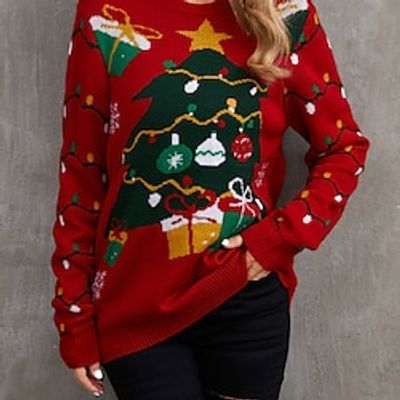 Christmas Christmas Trees Ugly Christmas Sweater / Sweatshirt Sweatshirt Pullover Print Funny Top For Women's Adults' 3D Print 100% Polyester Party Casual Daily miniinthebox
