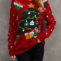 Christmas Christmas Trees Ugly Christmas Sweater / Sweatshirt Sweatshirt Pullover Print Funny Top For Women's Adults' 3D Print 100% Polyester Party Casual Daily miniinthebox - thumbnail