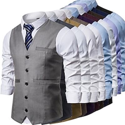 Men's Suit Vest Waistcoat Work Business Wedding Party Daily Wear Fashion Basic Spring Fall Pocket Polyester Plain Single Breasted V Neck Regular Fit Black Yellow Burgundy Camel Vest miniinthebox Men's Suit Vest Waistcoat Work Business Wedding Party Daily Wear Fashion Basic Spring Fall Pocket Polyester Plain Single Breasted V Neck Regular Fit Black Yellow Burgundy Camel Vest miniinthebox