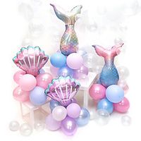 Latex Macaron Color Cartoon Wedding Atmosphere Scene Layout Props Mermaid Theme Background Balloon Lightinthebox - thumbnail
