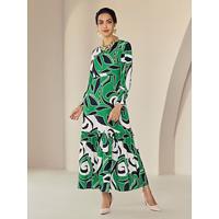 Geometic Crewneck Graphic Crew Neck Casual Daily Maxi Dress - thumbnail