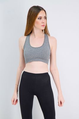 Womens Padded Sport Bra Grey Heather Womens Padded Sport Bra Grey Heather