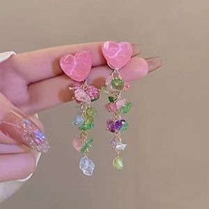 Women's Drop Earrings Geometrical Heart Stylish Simple Sweet Earrings Jewelry Rainbow For Party Prom 1 Pair Lightinthebox