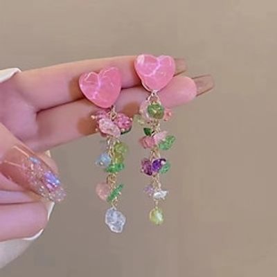 Women's Drop Earrings Geometrical Heart Stylish Simple Sweet Earrings Jewelry Rainbow For Party Prom 1 Pair Lightinthebox