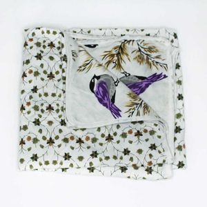 India Weaves-Reversible baby Dohar - Purple Sparrow print