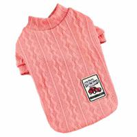 Hong Pet Wave Striped Clothes Knitted Shirt - Rose Red