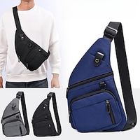 Men's Crossbody Bag Chest Bag Nylon Daily Zipper Large Capacity Foldable Lightweight Geometric Black / Silver Black Blue miniinthebox