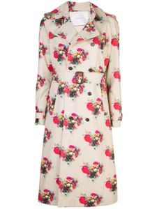 Adam Lippes floral print trench coat - Brown