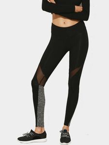 Black and Grey Mesh-detailed Gym Leggings