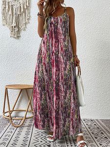 V-neck Casual Loose Tie Dye Resort Sleeveless Maxi Dress