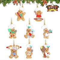 8pcs Christmas Pendants Can Be Freely Paired With Soft Rubber Gingerbread Diy Christmas Tree Decorations miniinthebox - thumbnail