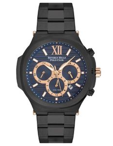 Beverly Hills Polo Club Men's Quartz Movement Watch, Multi Function Display and Metal Strap - BP3216X.690, Black