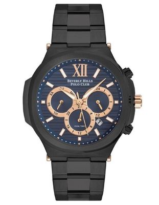 Beverly Hills Polo Club Men's Quartz Movement Watch, Multi Function Display and Metal Strap - BP3216X.690, Black