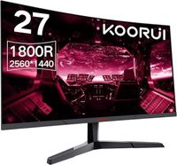 KOORUI Gaming Monitor (Curved) 27 inch VA, QHD 2560 x 1440, 144Hz, 1800R Curved, 1ms Response Time, FreeSync/G-Sync Technology, HDMI DisplayPort, Black - 27E6QC