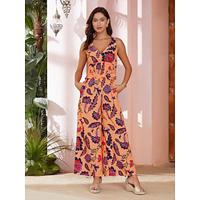 Satin Paisley Print Sleeveless Jumpsuit