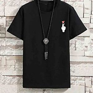 Men's Unisex Tee T shirt Hot Stamping Graphic Prints Hand Plus Size Print Short Sleeve Casual Tops Cotton Basic Fashion Designer Big and Tall White Black Light gray miniinthebox
