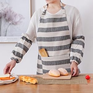 1 Piece Cotton Linen Kitchen Apron with Adjustable Neck  Hidden Pocket with Long Ties for Women Men Chef Lightinthebox
