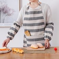 1 Piece Cotton Linen Kitchen Apron with Adjustable Neck  Hidden Pocket with Long Ties for Women Men Chef Lightinthebox - thumbnail