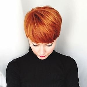 Honey Blonde Ombre Color Short Bob Pixie Cut Wigs With Bangs For Black Women Cheap Human Hair Wig Full Machine Made Lightinthebox