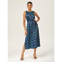 Matte Satin Geometric Sleeveless Maxi Dress