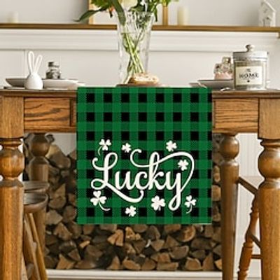Green Lucky Shamrock St. Patrick's Day Table Runner, Seasonal Spring Holiday Kitchen Dining Table Decoration For Indoor Outdoor Home Party Decor Lightinthebox Green Lucky Shamrock St. Patrick's Day Table Runner, Seasonal Spring Holiday Kitchen Dining Table Decoration For Indoor Outdoor Home Party Decor Lightinthebox