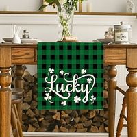 Green Lucky Shamrock St. Patrick's Day Table Runner, Seasonal Spring Holiday Kitchen Dining Table Decoration For Indoor Outdoor Home Party Decor Lightinthebox - thumbnail