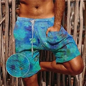 Men's Summer Shorts Beach Shorts Seersucker Shorts Pocket Drawstring Elastic Waist Graphic Prints Flower  Floral Comfort Breathable Short Casual Daily Holiday Cotton Blend Sports Streetwear Red Blue Lightinthebox