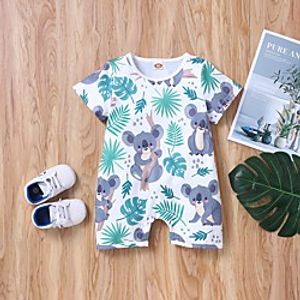 Baby Boys' Basic Animal Short Sleeves Overall  Jumpsuit White Lightinthebox