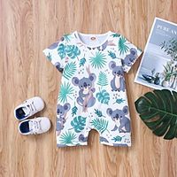 Baby Boys' Basic Animal Short Sleeves Overall  Jumpsuit White Lightinthebox - thumbnail