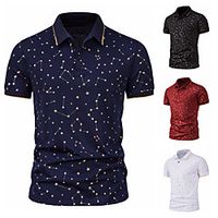 Men's Polo Other Prints Graphic Short Sleeve Daily Tops Business White Black Wine Lightinthebox - thumbnail