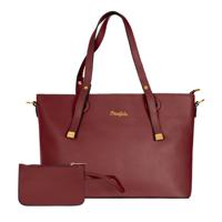 PARA JOHN Bella Tote Solid Fashionable Ladies Top-Handle Bags Handbags For Women Shoulder Crossbody Bag Wine Red