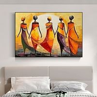 African Girl Wall Art African Painting Canvas Handpainted Black Woman Wall Art Living Room African Ladies decor Decoration Gift Rolled Canvas (No Frame) miniinthebox - thumbnail